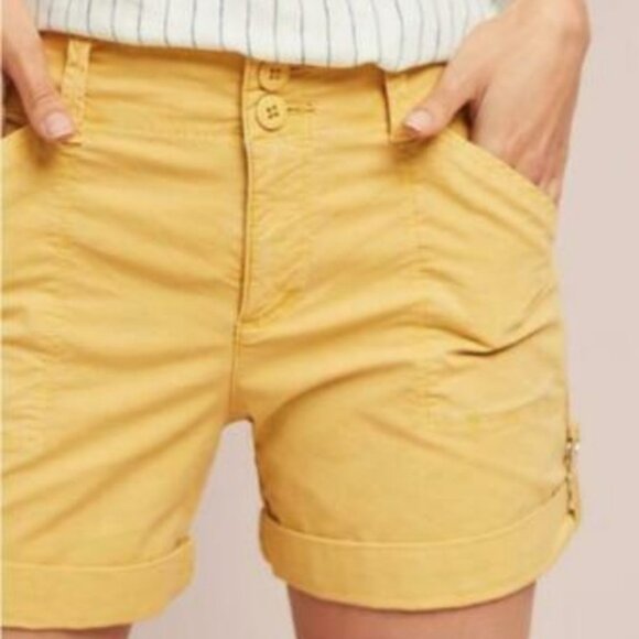 ANTHROPOLOGIE Yellow Rolled Utility Shorts - Picture 4 of 7